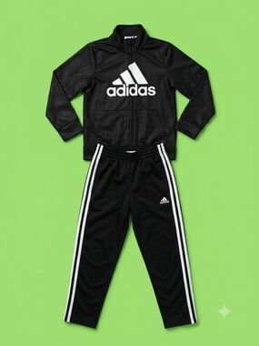 adidas Black & White Logo Track Jacket and Pants Set